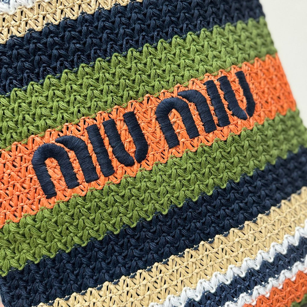 MIU MIU TOTE BAG 38 IN COLORFUL WOVEN RAFFIA