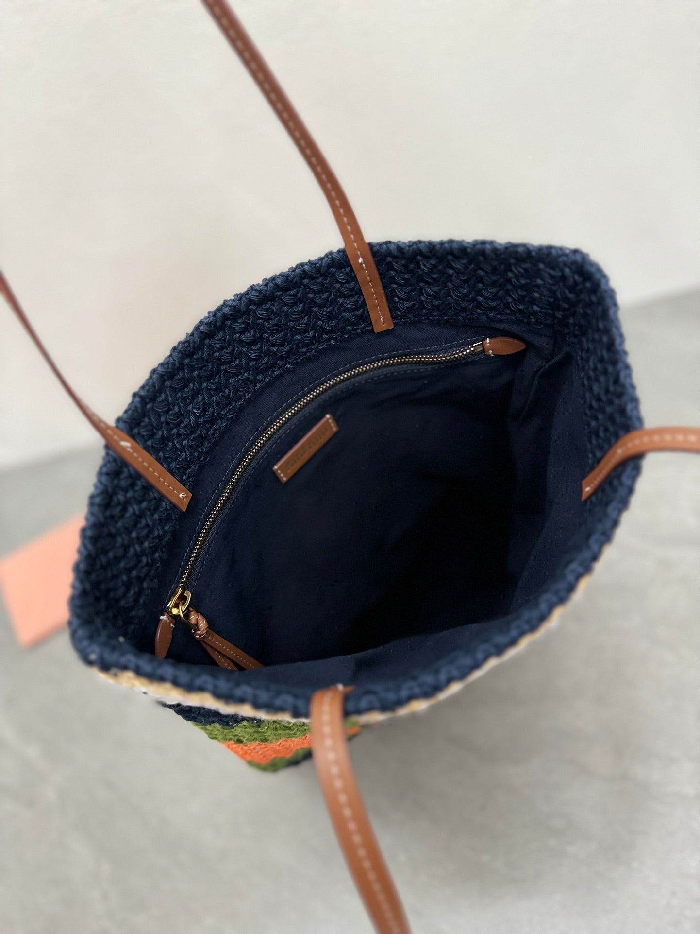 MIU MIU TOTE BAG 38 IN COLORFUL WOVEN RAFFIA