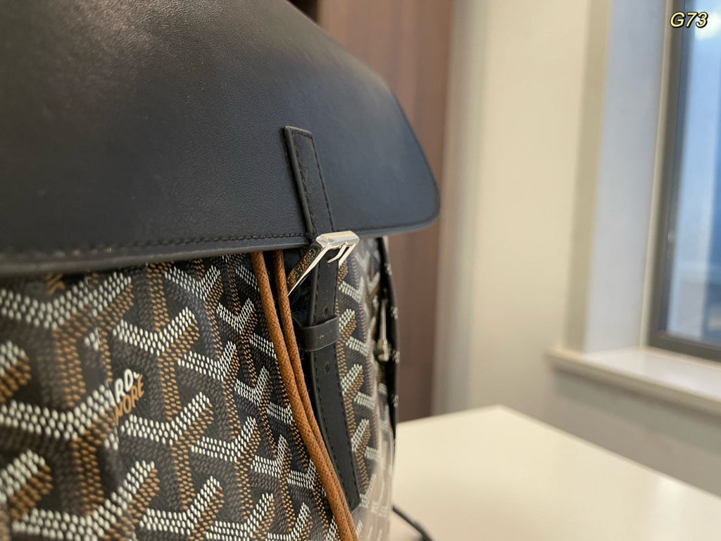 GOYARD ALPIN BACKPACK 37 IN BLACK LAMBSKIN AND GOYARDINE CANVAS