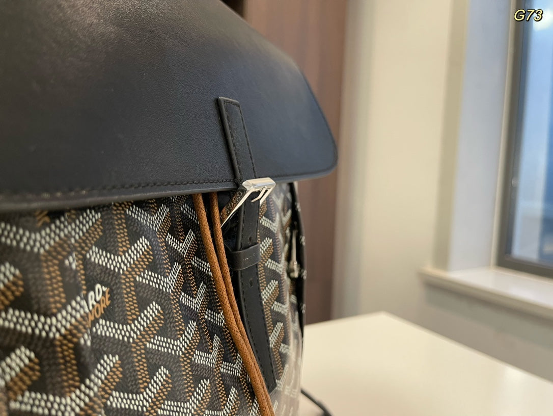 GOYARD ALPIN BACKPACK 37 IN BLACK LAMBSKIN AND GOYARDINE CANVAS