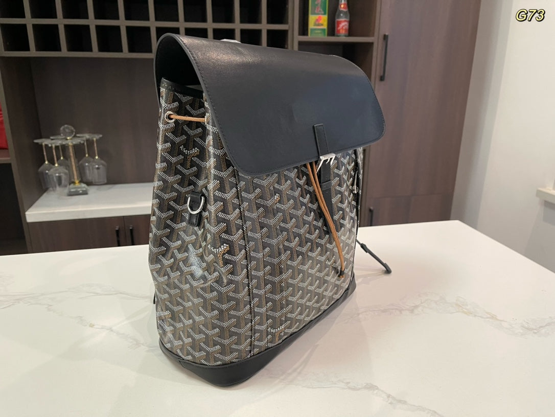 GOYARD ALPIN BACKPACK 37 IN BLACK LAMBSKIN AND GOYARDINE CANVAS