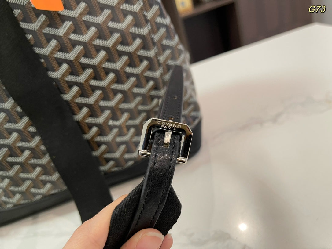 GOYARD ALPIN BACKPACK 37 IN BLACK LAMBSKIN AND GOYARDINE CANVAS