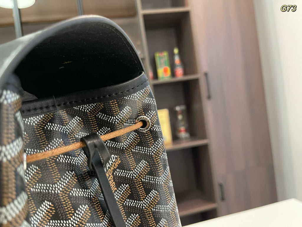 GOYARD ALPIN BACKPACK 37 IN BLACK LAMBSKIN AND GOYARDINE CANVAS
