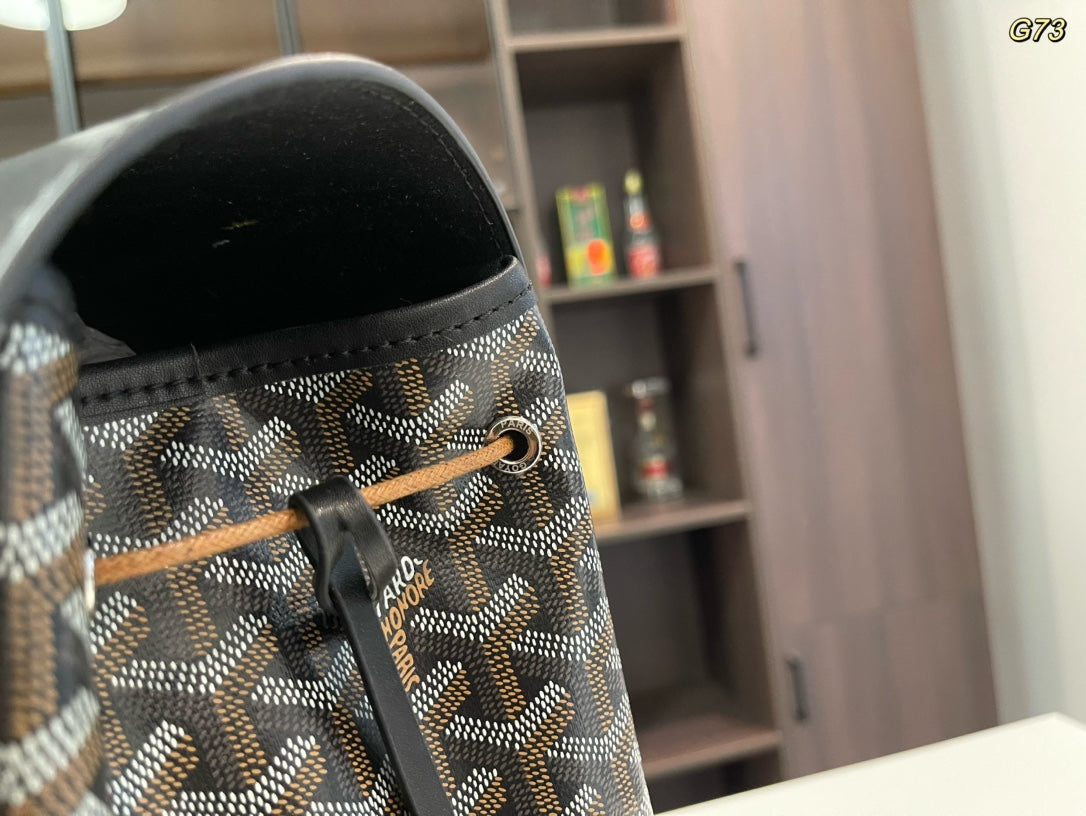 GOYARD ALPIN BACKPACK 37 IN BLACK LAMBSKIN AND GOYARDINE CANVAS