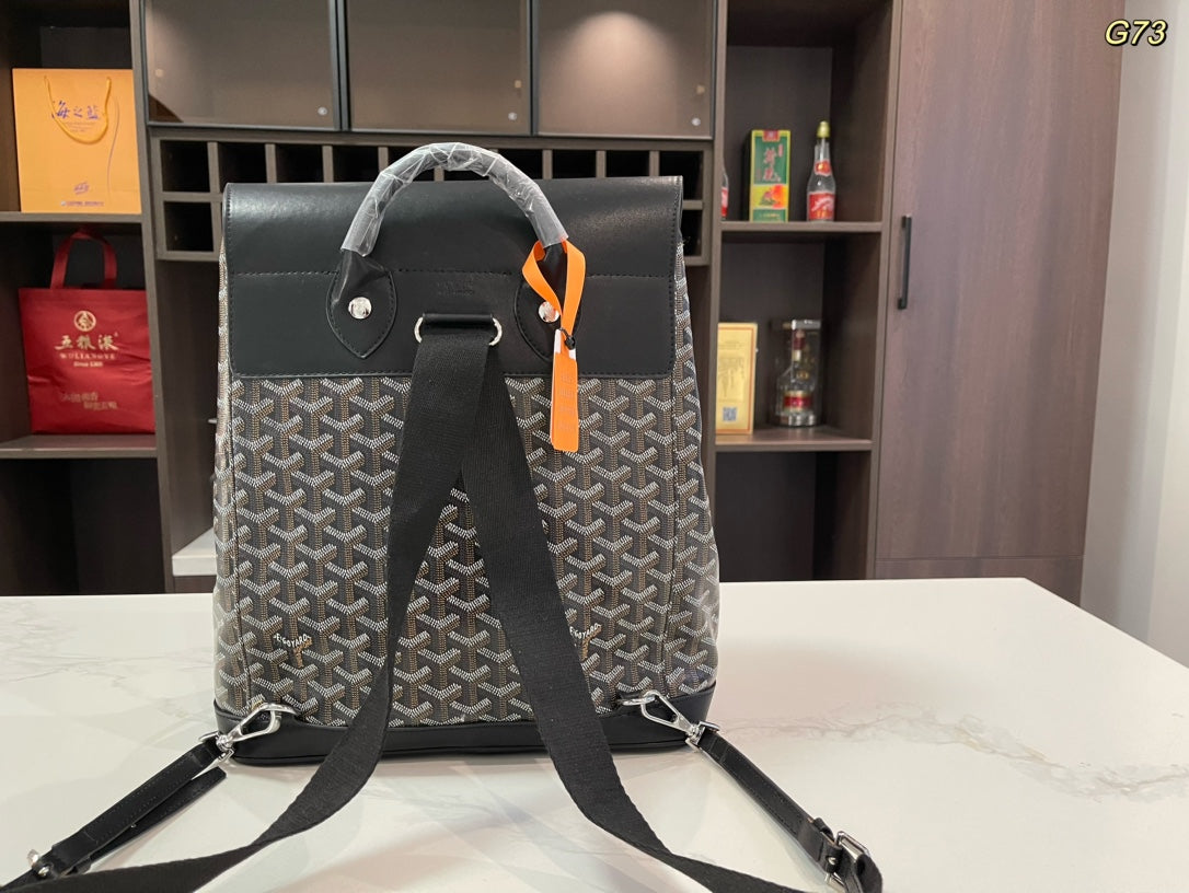 GOYARD ALPIN BACKPACK 37 IN BLACK LAMBSKIN AND GOYARDINE CANVAS