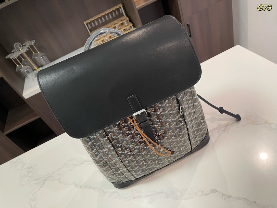 GOYARD ALPIN BACKPACK 37 IN BLACK LAMBSKIN AND GOYARDINE CANVAS