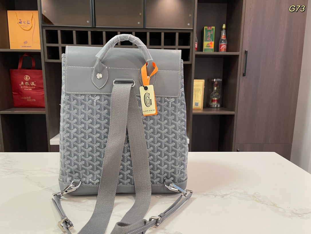 GOYARD ALPIN BACKPACK 37 IN GREY LAMBSKIN AND GOYARDINE CANVAS