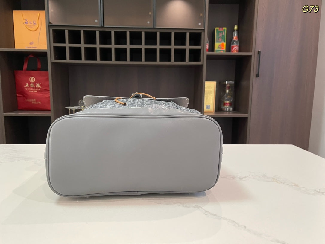 GOYARD ALPIN BACKPACK 37 IN GREY LAMBSKIN AND GOYARDINE CANVAS