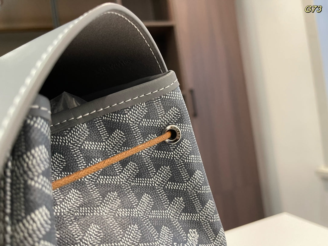 GOYARD ALPIN BACKPACK 37 IN GREY LAMBSKIN AND GOYARDINE CANVAS