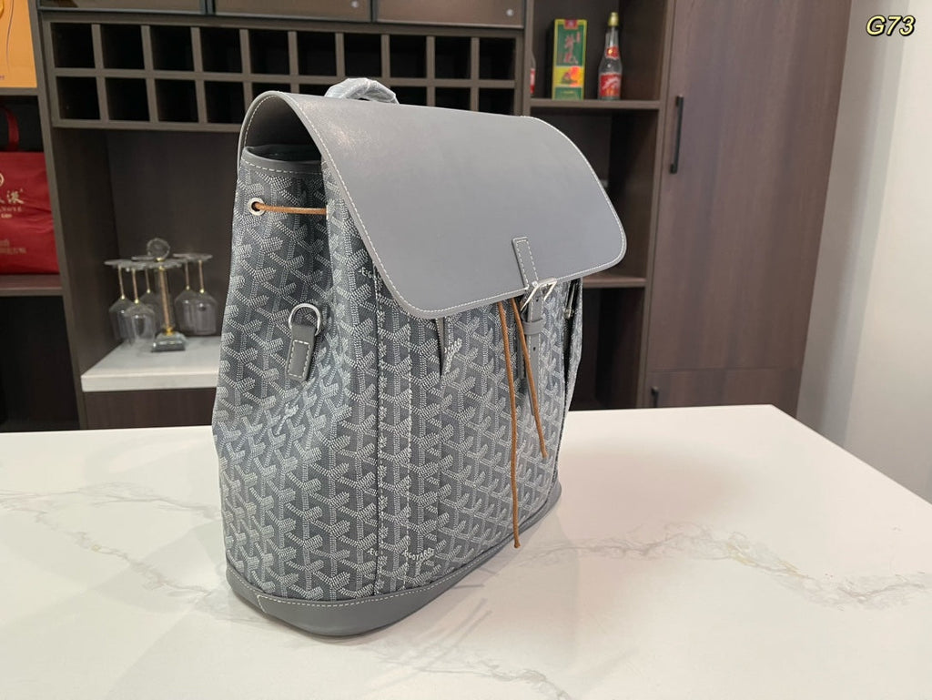 GOYARD ALPIN BACKPACK 37 IN GREY LAMBSKIN AND GOYARDINE CANVAS