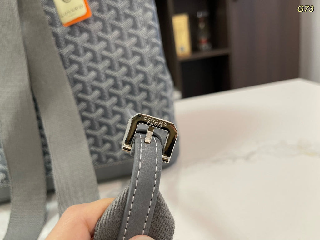 GOYARD ALPIN BACKPACK 37 IN GREY LAMBSKIN AND GOYARDINE CANVAS
