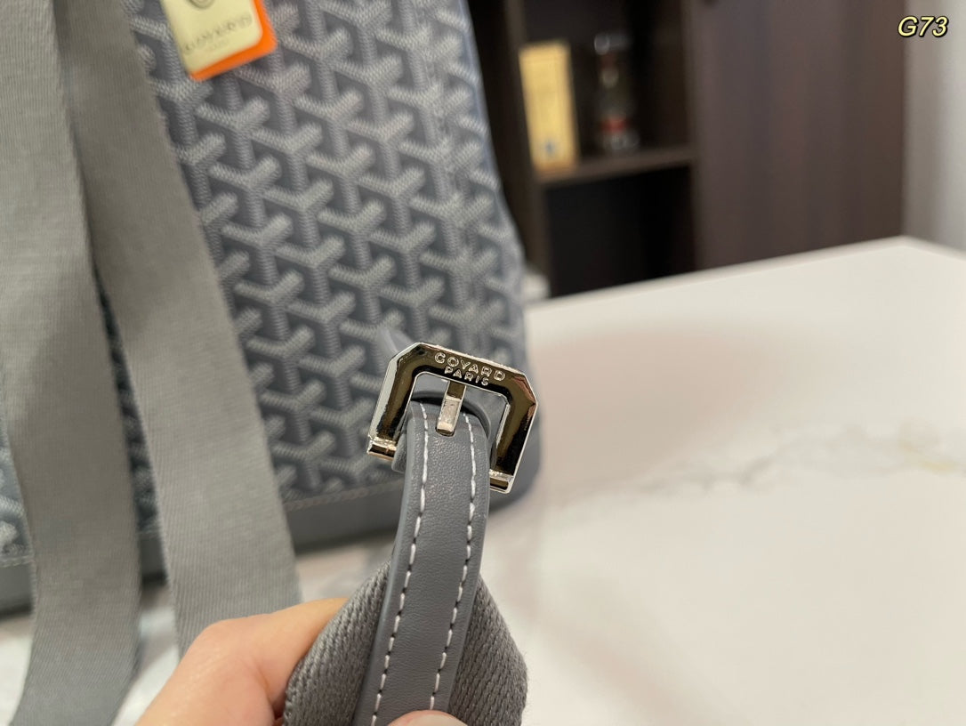 GOYARD ALPIN BACKPACK 37 IN GREY LAMBSKIN AND GOYARDINE CANVAS