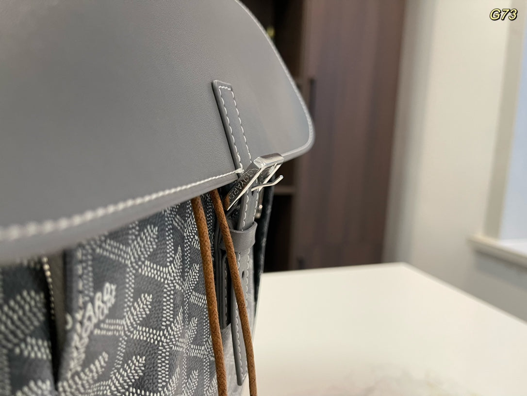 GOYARD ALPIN BACKPACK 37 IN GREY LAMBSKIN AND GOYARDINE CANVAS