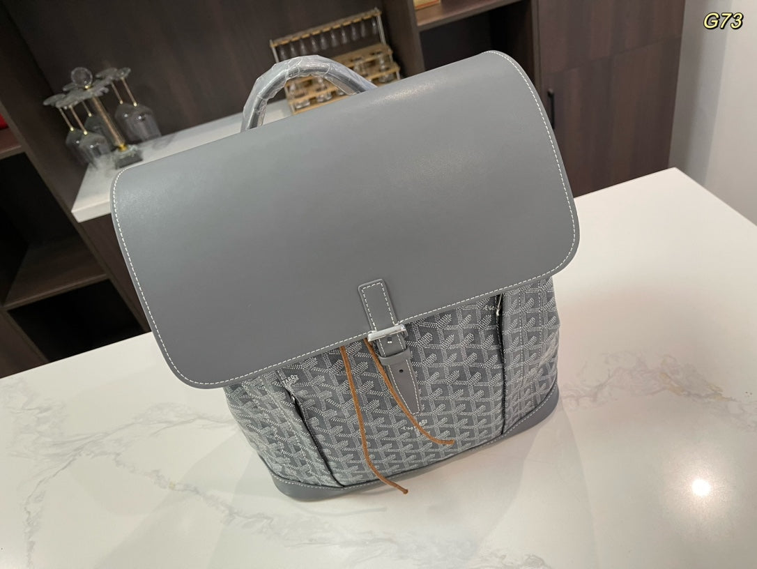 GOYARD ALPIN BACKPACK 37 IN GREY LAMBSKIN AND GOYARDINE CANVAS