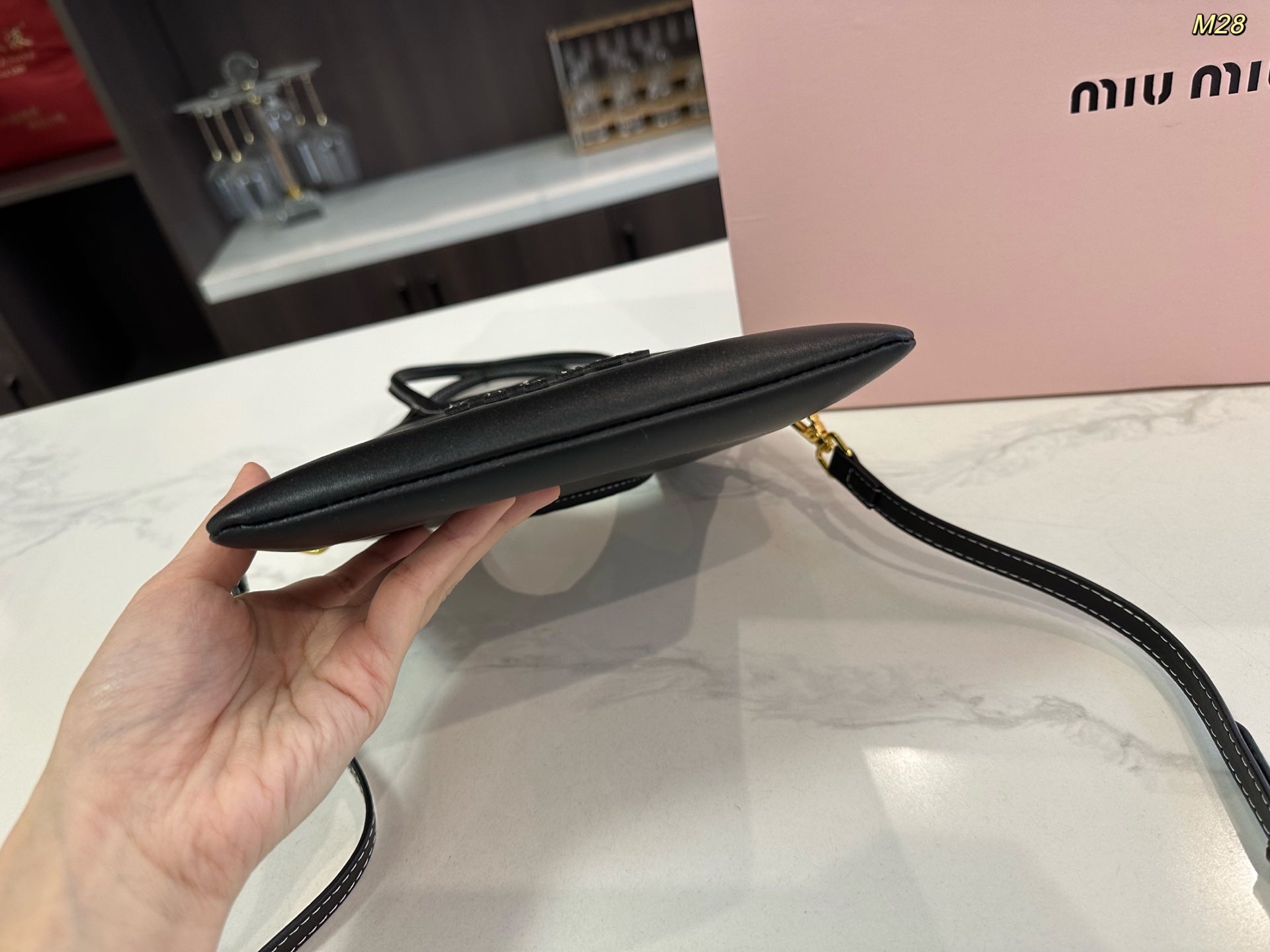 MIU MIU IVY MINI TOTE BAG 20 IN BLACK CALFSKIN