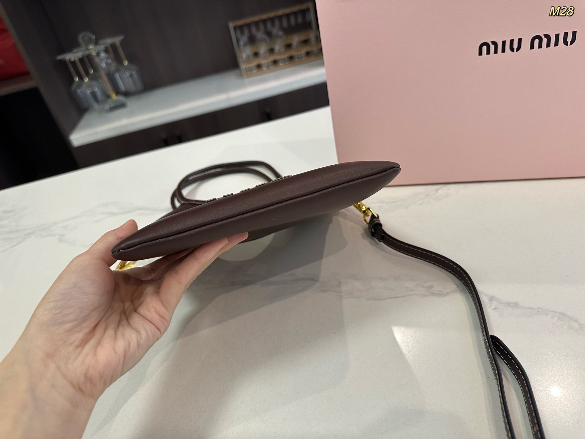 MIU MIU IVY MINI TOTE BAG 20 IN BROWN CALFSKIN