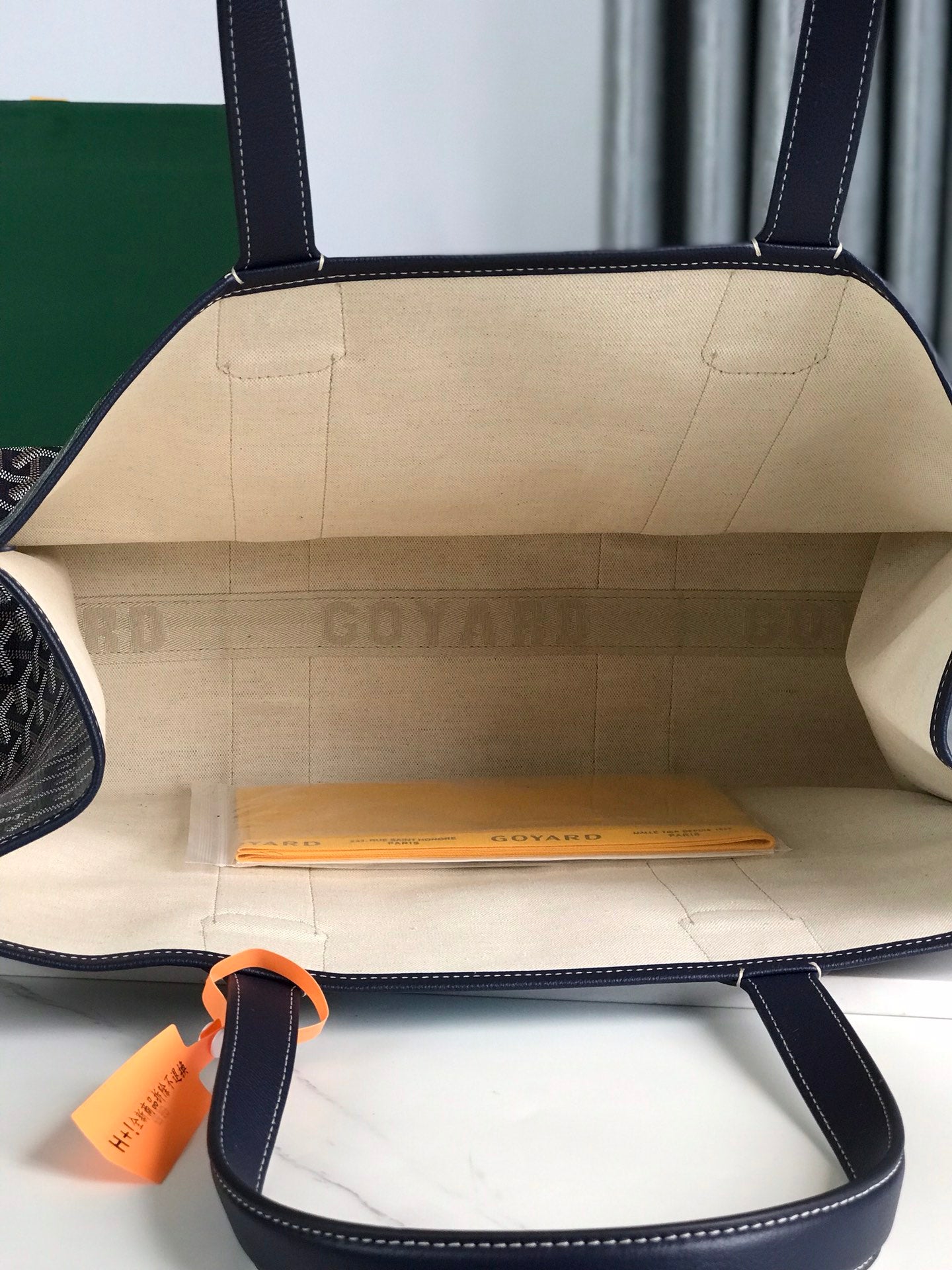 GOYARD GOYA VILLETTE TOTE 45 IN NAVY BLUE GOYARDINE CANVAS