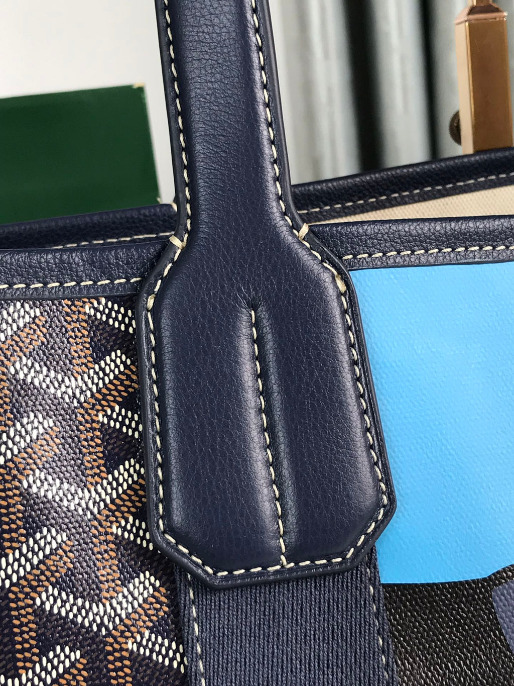 GOYARD GOYA VILLETTE TOTE 45 IN NAVY BLUE GOYARDINE CANVAS