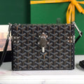 GOYARD CASSETTE TRUNK BAG 21 IN BLACK GOYARDINE CANVAS & CLAMECY COWHIDE