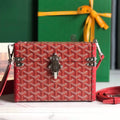 GOYARD CASSETTE TRUNK BAG 21 IN BURGUNDY RED GOYARDINE CANVAS & CLAMECY COWHIDE