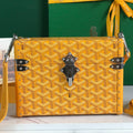 GOYARD CASSETTE TRUNK BAG 21 IN YELLOW GOYARDINE CANVAS & CLAMECY COWHIDE
