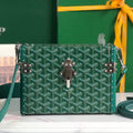GOYARD CASSETTE TRUNK BAG 21 IN GREEN GOYARDINE CANVAS & CLAMECY COWHIDE