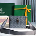 GOYARD CASSETTE TRUNK BAG 21 IN GREY GOYARDINE CANVAS & CLAMECY COWHIDE