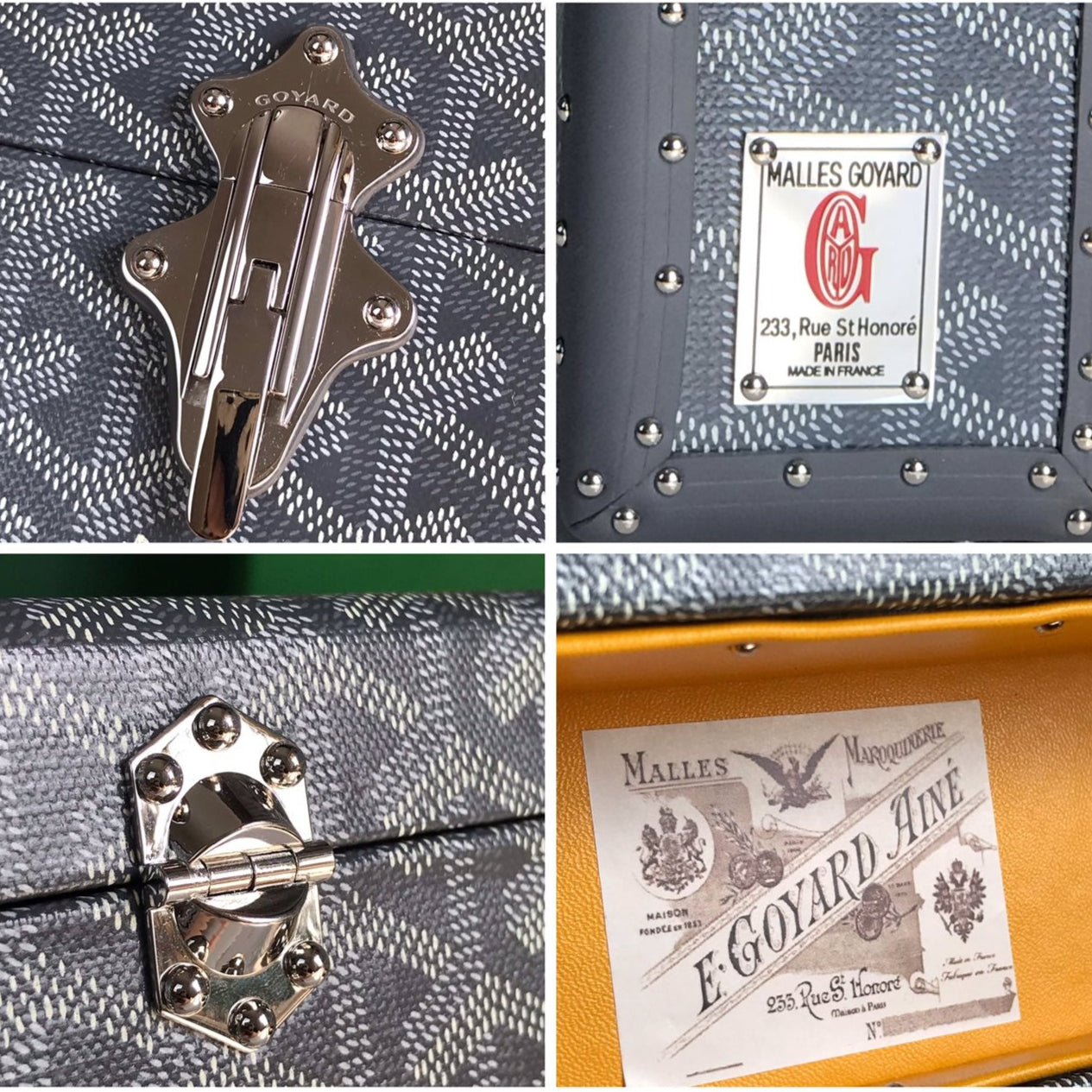GOYARD CASSETTE TRUNK BAG 21 IN GREY GOYARDINE CANVAS & CLAMECY COWHIDE