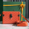 GOYARD CASSETTE TRUNK BAG 21 IN RED GOYARDINE CANVAS & CLAMECY COWHIDE
