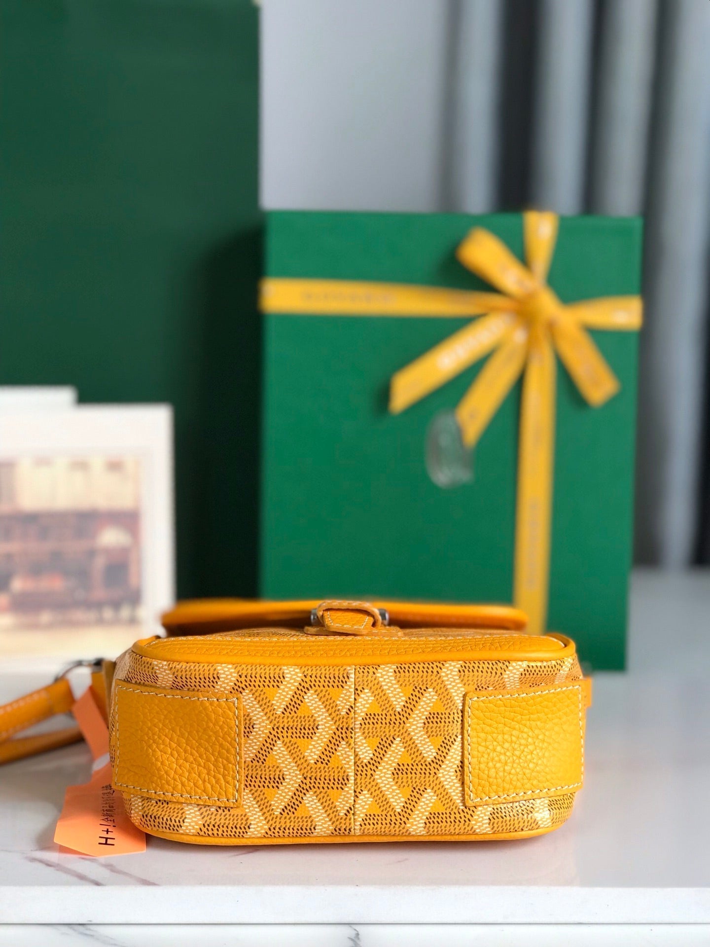 GOYARD GRAND BLEU 16 IN YELLOW GOYARDINE CANVAS AND LAMBSKIN