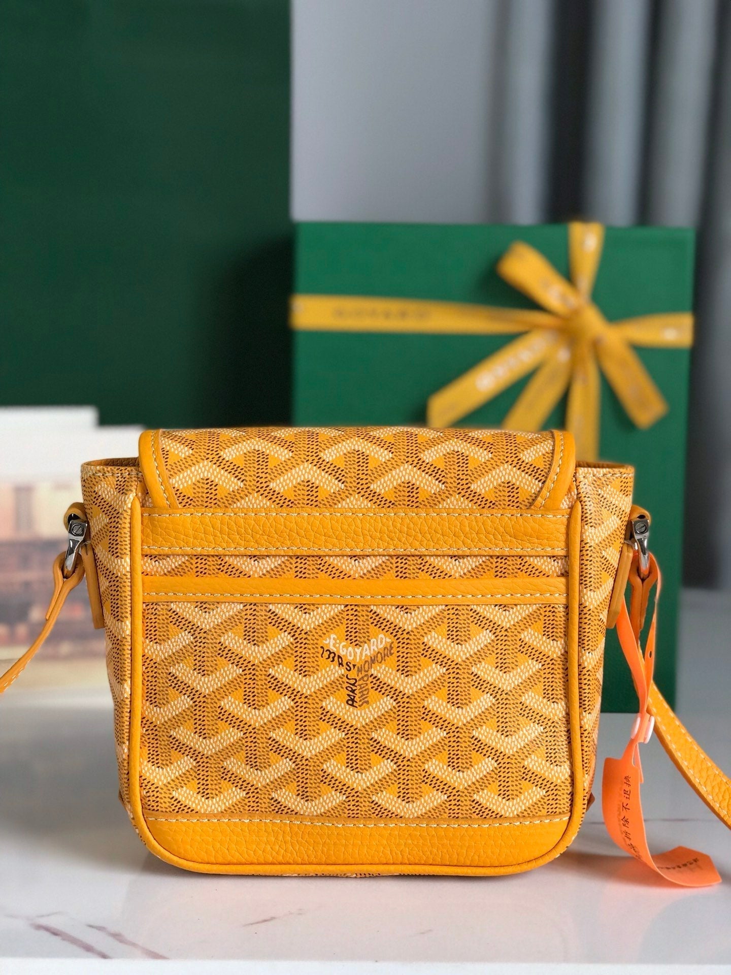 GOYARD GRAND BLEU 16 IN YELLOW GOYARDINE CANVAS AND LAMBSKIN