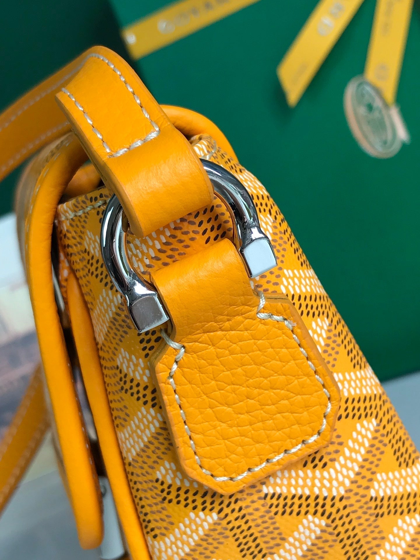 GOYARD GRAND BLEU 16 IN YELLOW GOYARDINE CANVAS AND LAMBSKIN