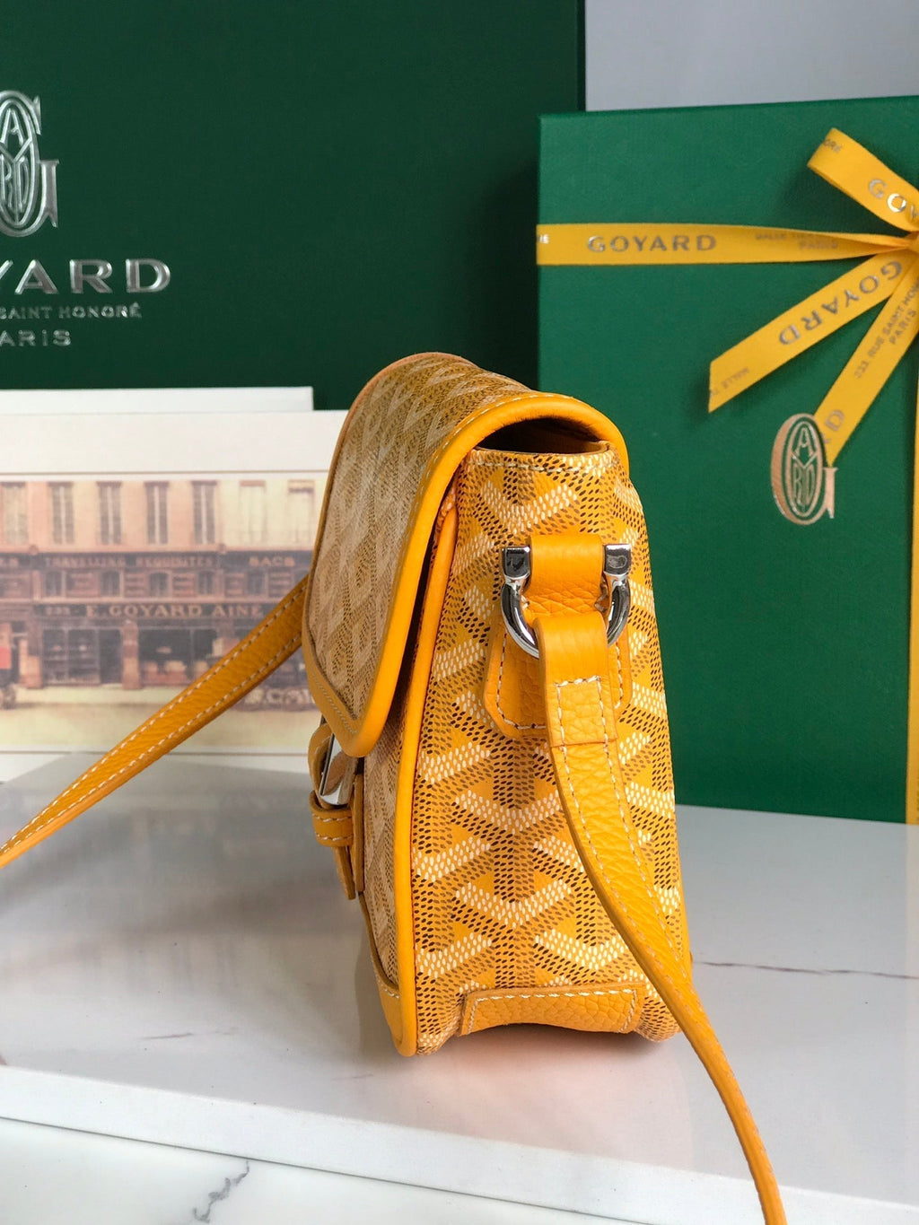 GOYARD GRAND BLEU 16 IN YELLOW GOYARDINE CANVAS AND LAMBSKIN