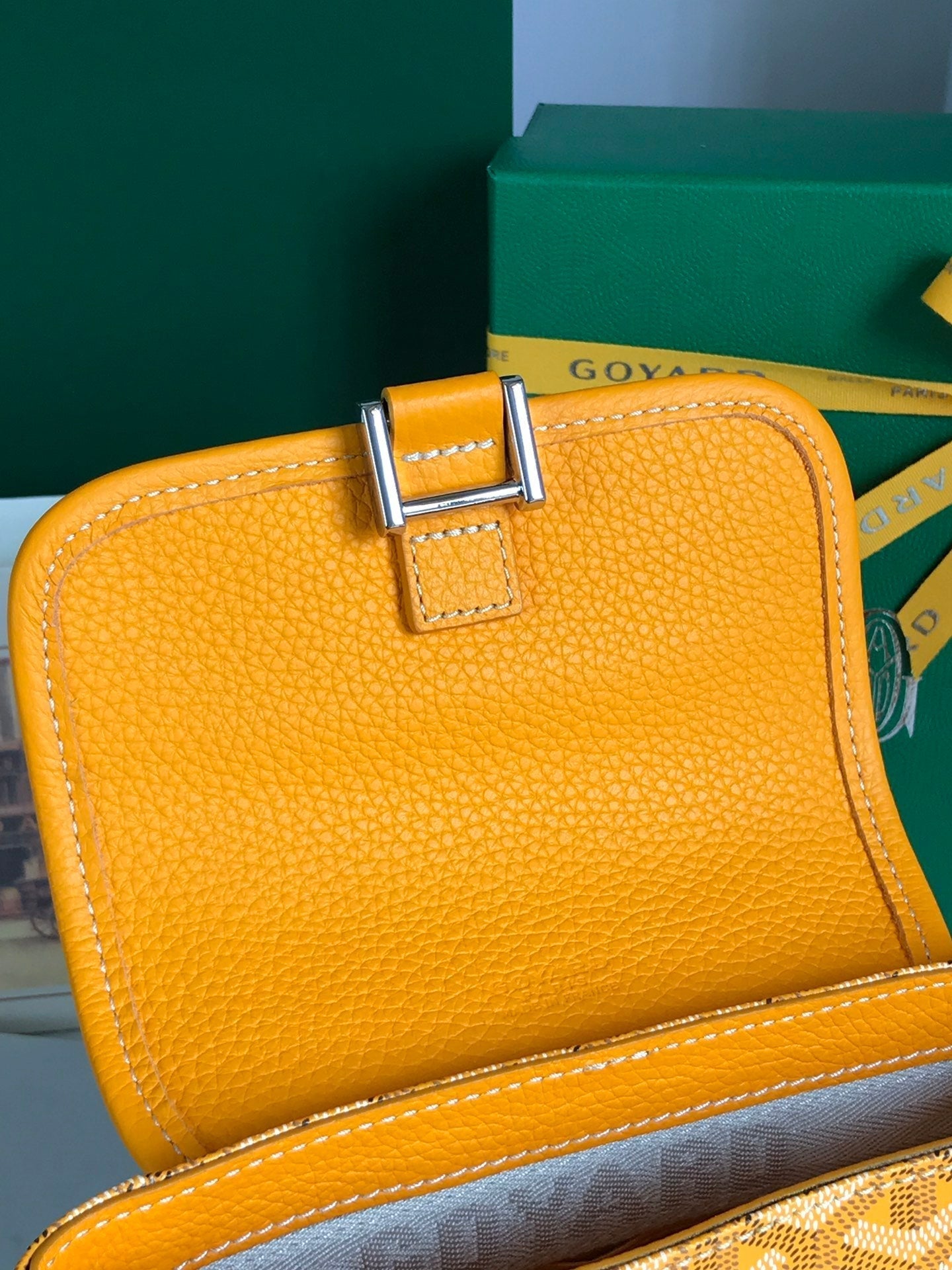 GOYARD GRAND BLEU 16 IN YELLOW GOYARDINE CANVAS AND LAMBSKIN