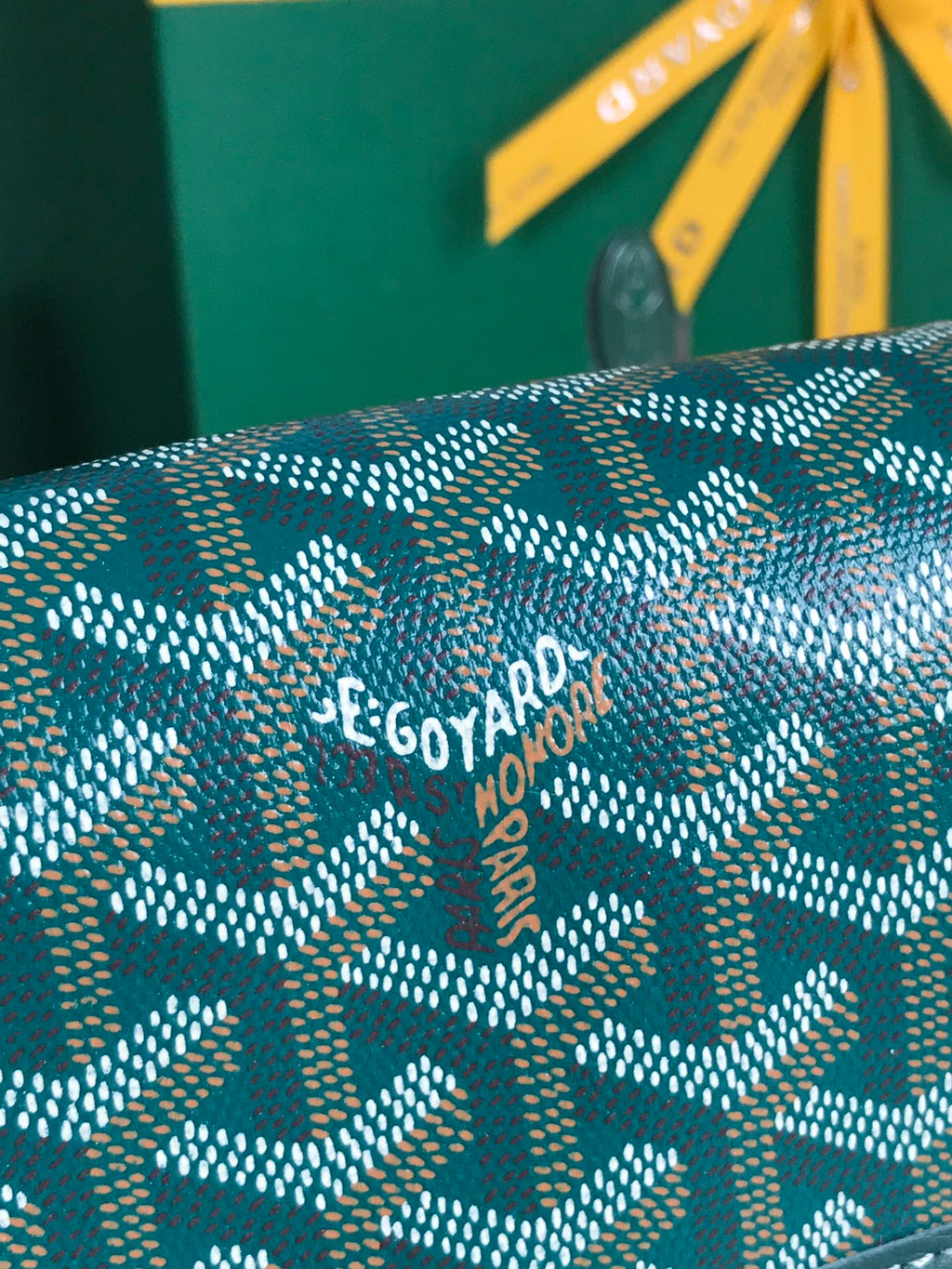 GOYARD GRAND BLEU 16 IN GREEN GOYARDINE CANVAS AND LAMBSKIN