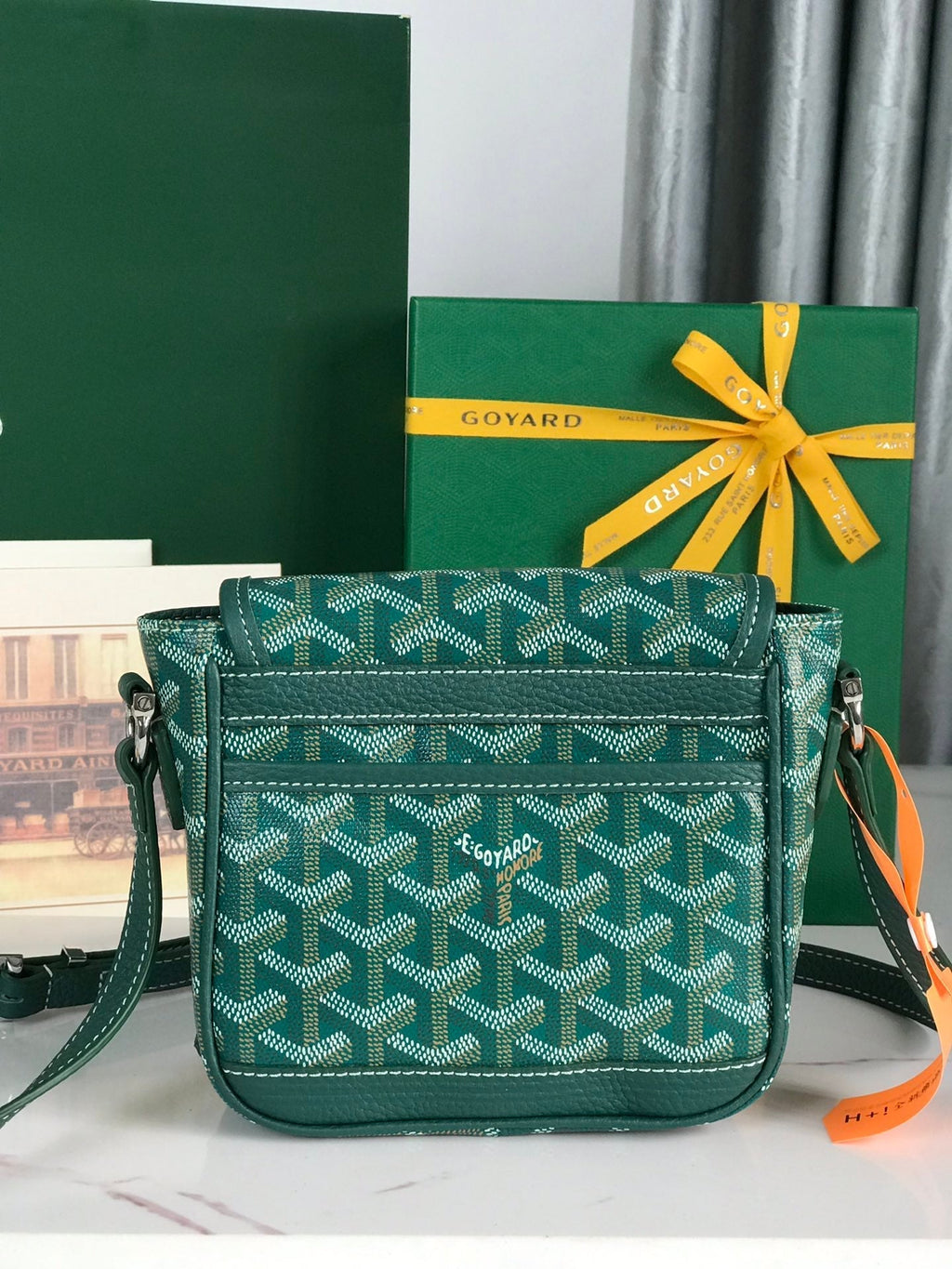 GOYARD GRAND BLEU 16 IN GREEN GOYARDINE CANVAS AND LAMBSKIN