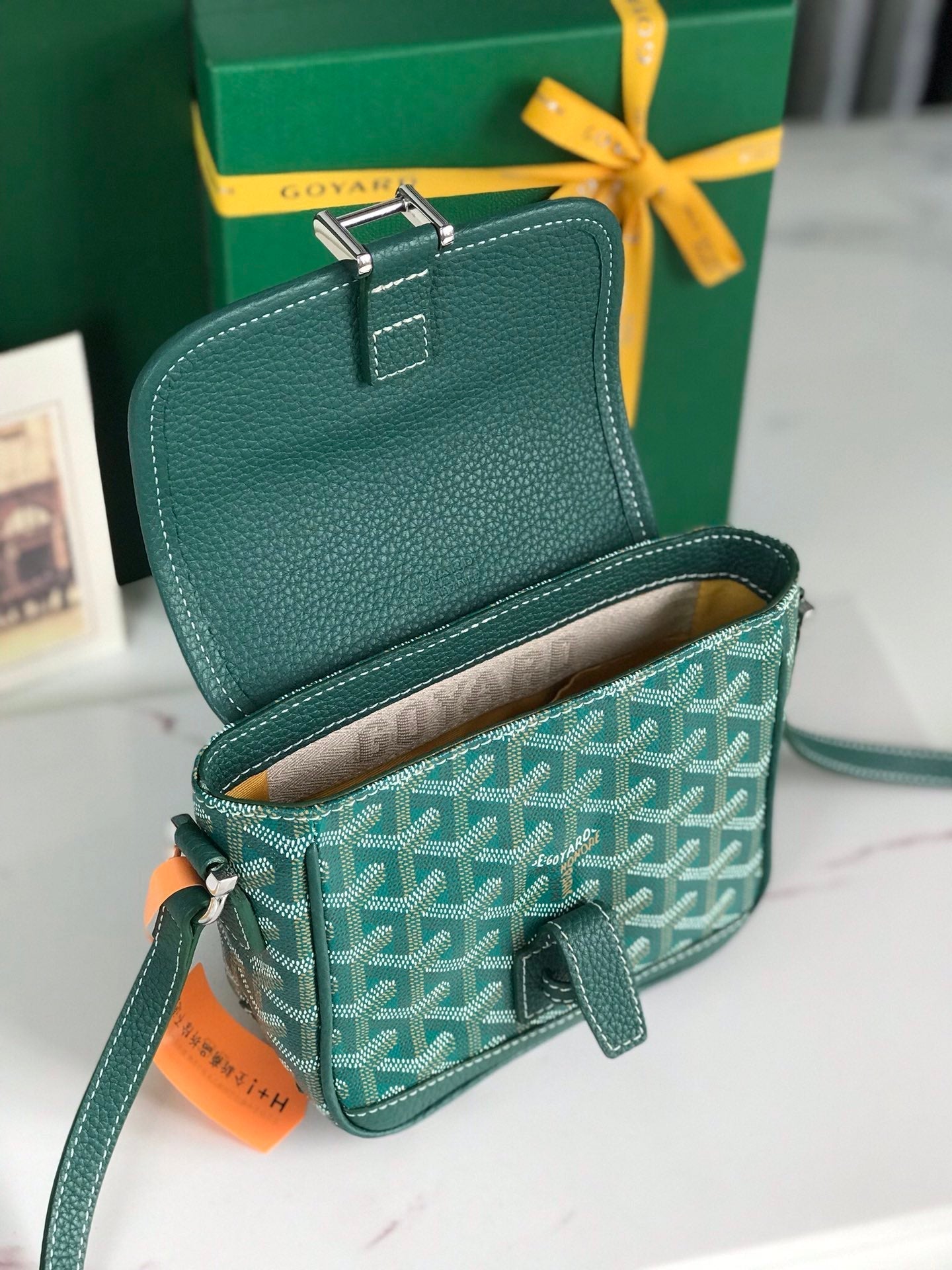 GOYARD GRAND BLEU 16 IN GREEN GOYARDINE CANVAS AND LAMBSKIN