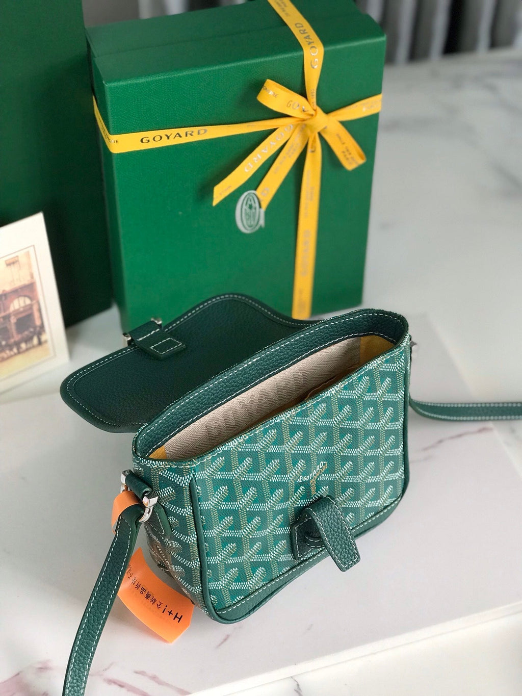 GOYARD GRAND BLEU 16 IN GREEN GOYARDINE CANVAS AND LAMBSKIN