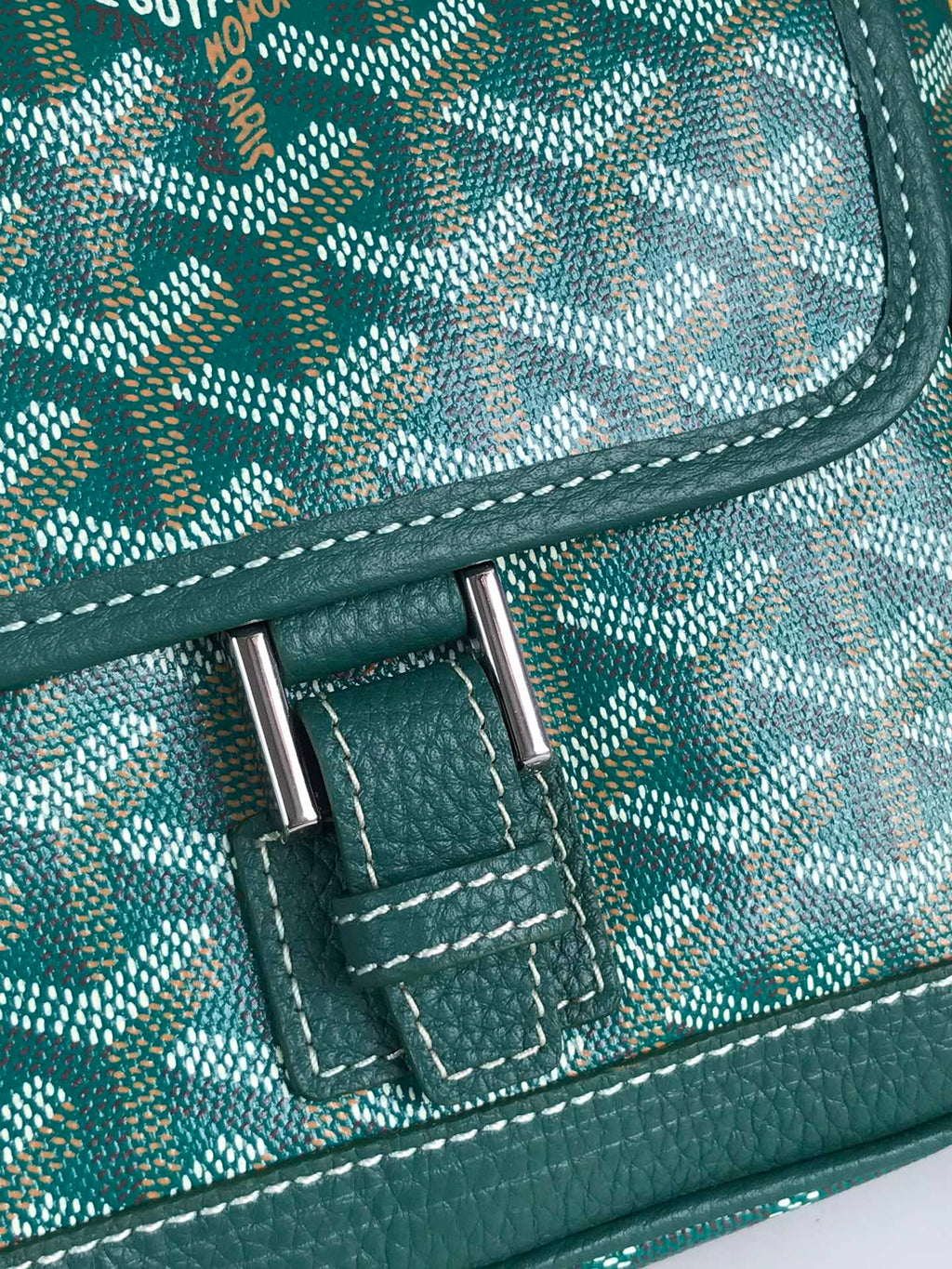GOYARD GRAND BLEU 16 IN GREEN GOYARDINE CANVAS AND LAMBSKIN