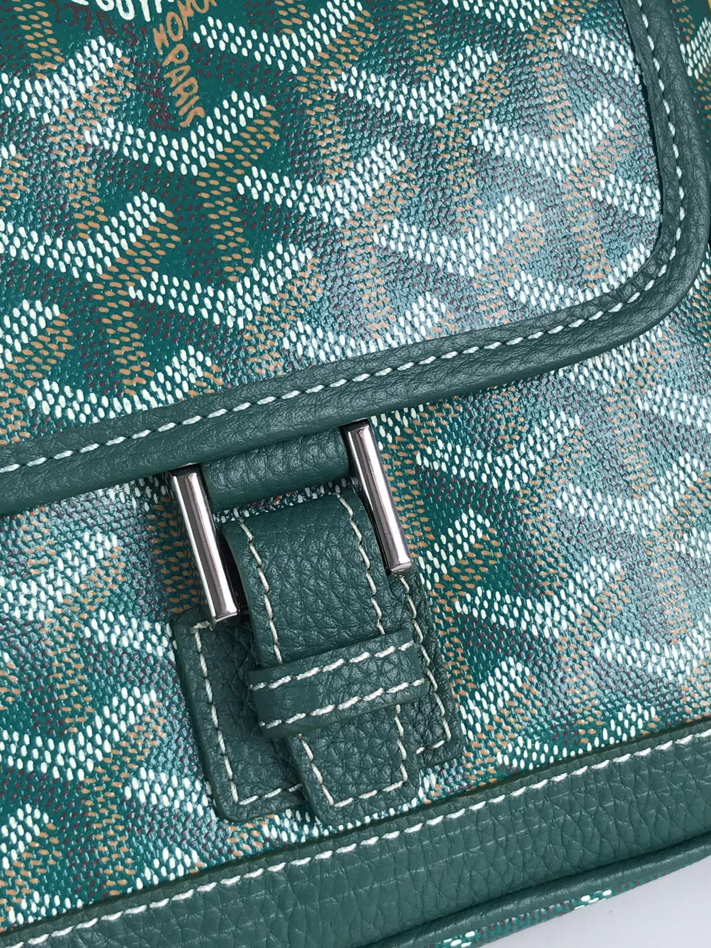 GOYARD GRAND BLEU 16 IN GREEN GOYARDINE CANVAS AND LAMBSKIN