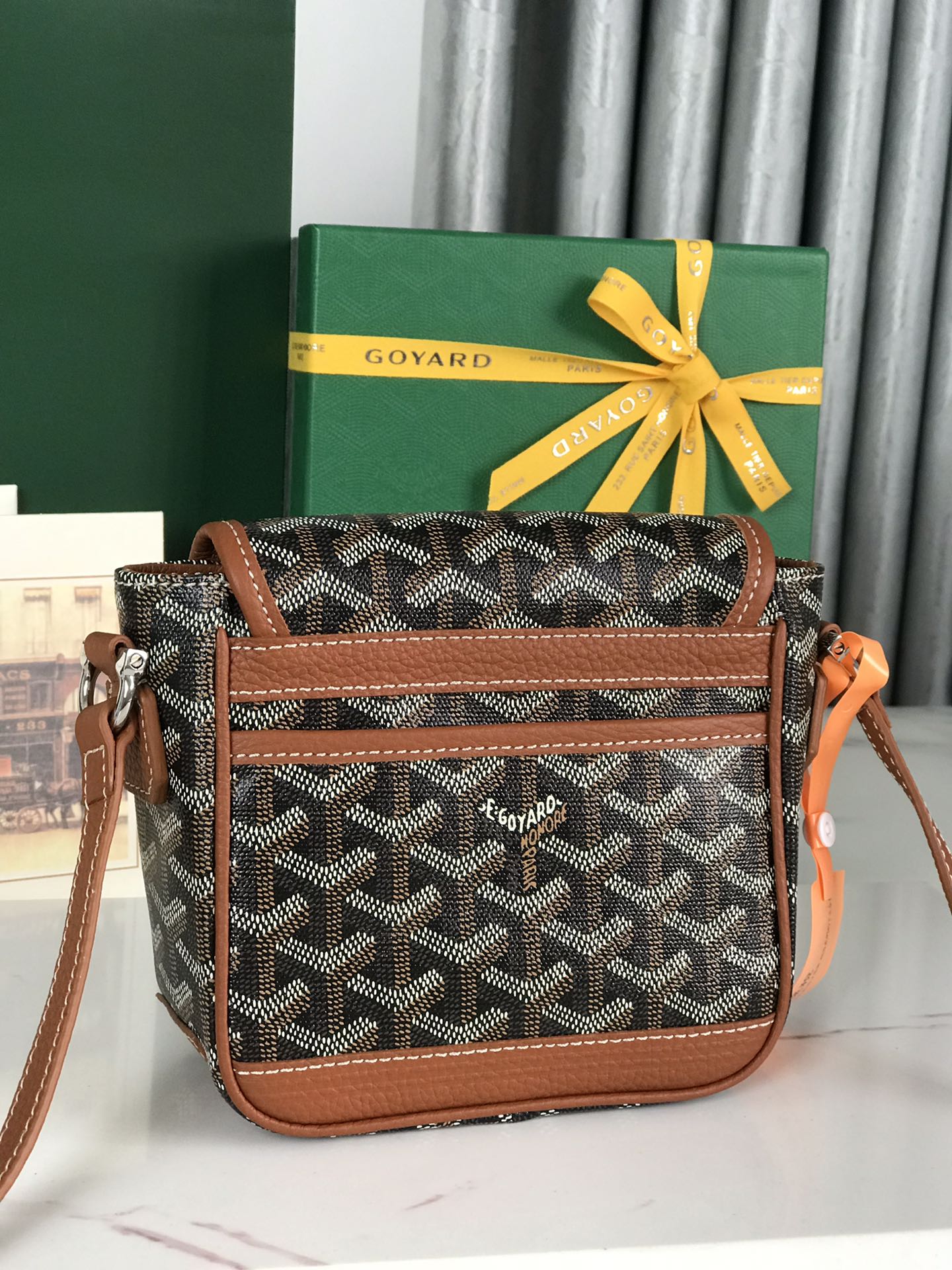 GOYARD GRAND BLEU 16 IN BLACK GOYARDINE CANVAS AND TAN LAMBSKIN
