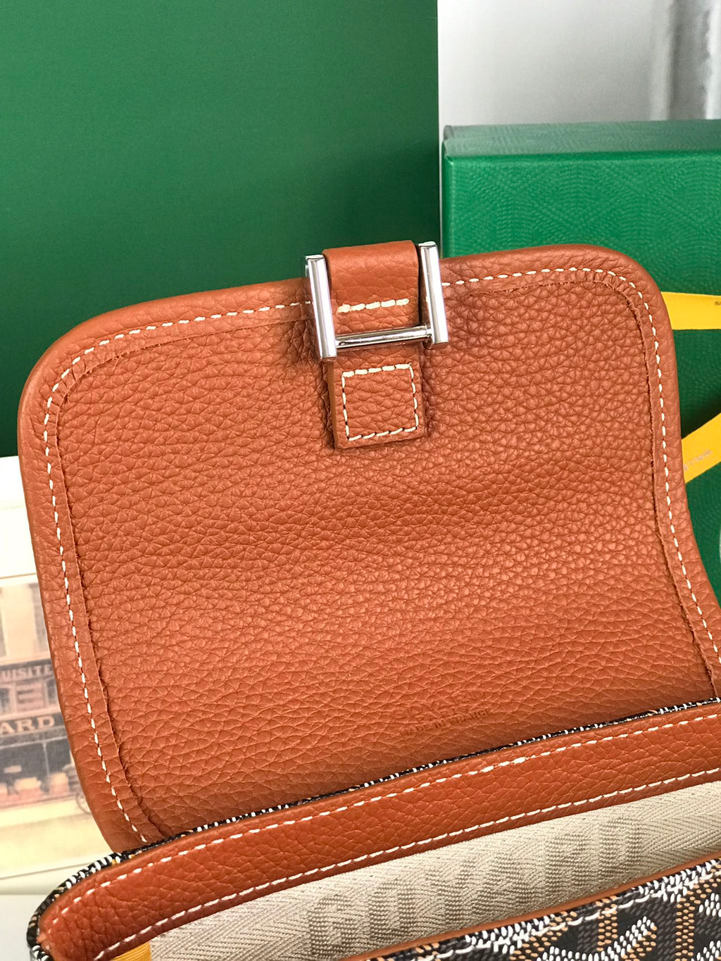 GOYARD GRAND BLEU 16 IN BLACK GOYARDINE CANVAS AND TAN LAMBSKIN