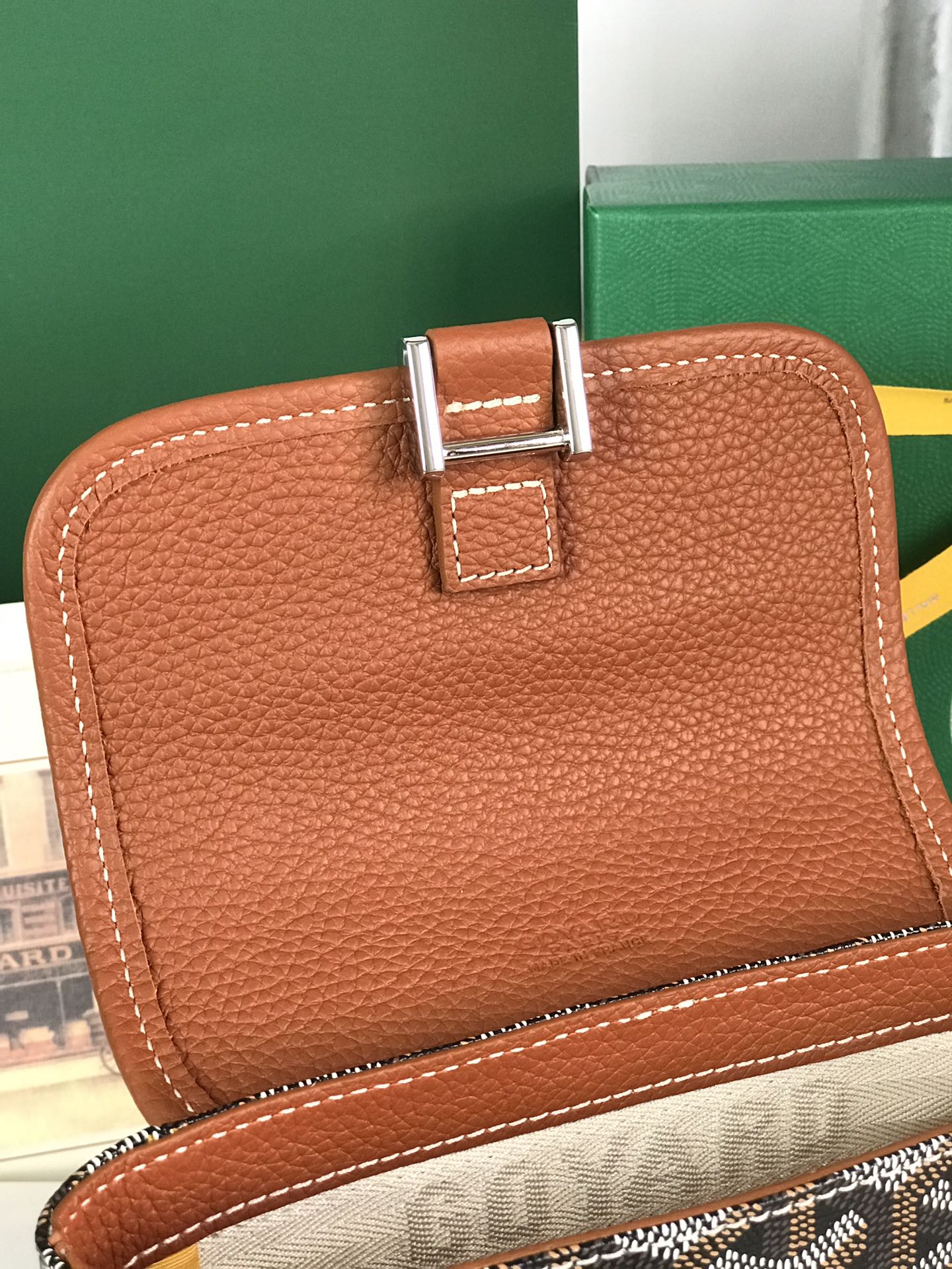 GOYARD GRAND BLEU 16 IN BLACK GOYARDINE CANVAS AND TAN LAMBSKIN