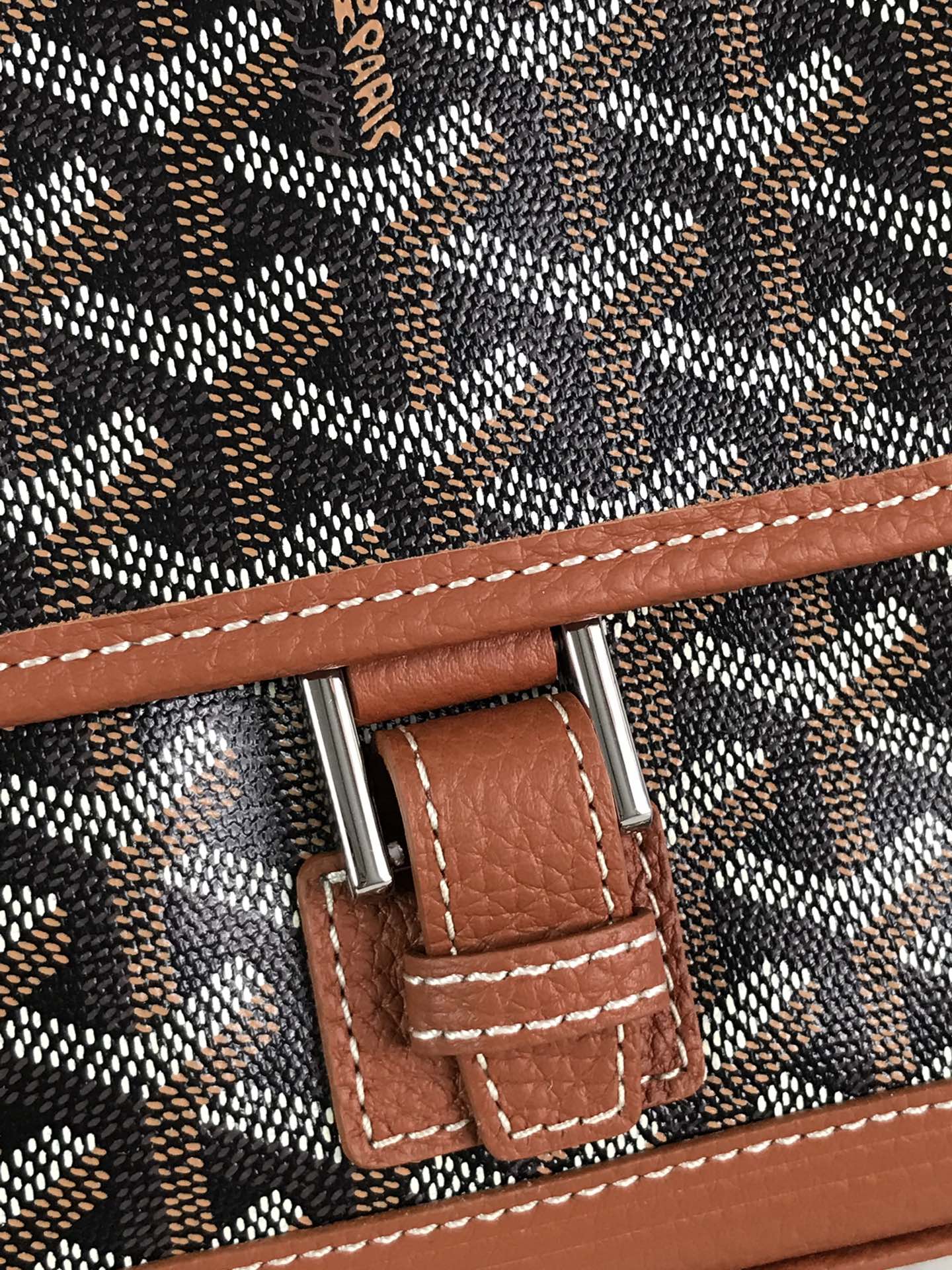 GOYARD GRAND BLEU 16 IN BLACK GOYARDINE CANVAS AND TAN LAMBSKIN