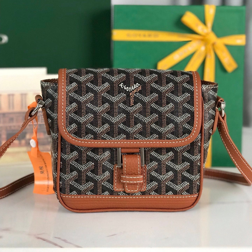 GOYARD GRAND BLEU 16 IN BLACK GOYARDINE CANVAS AND TAN LAMBSKIN