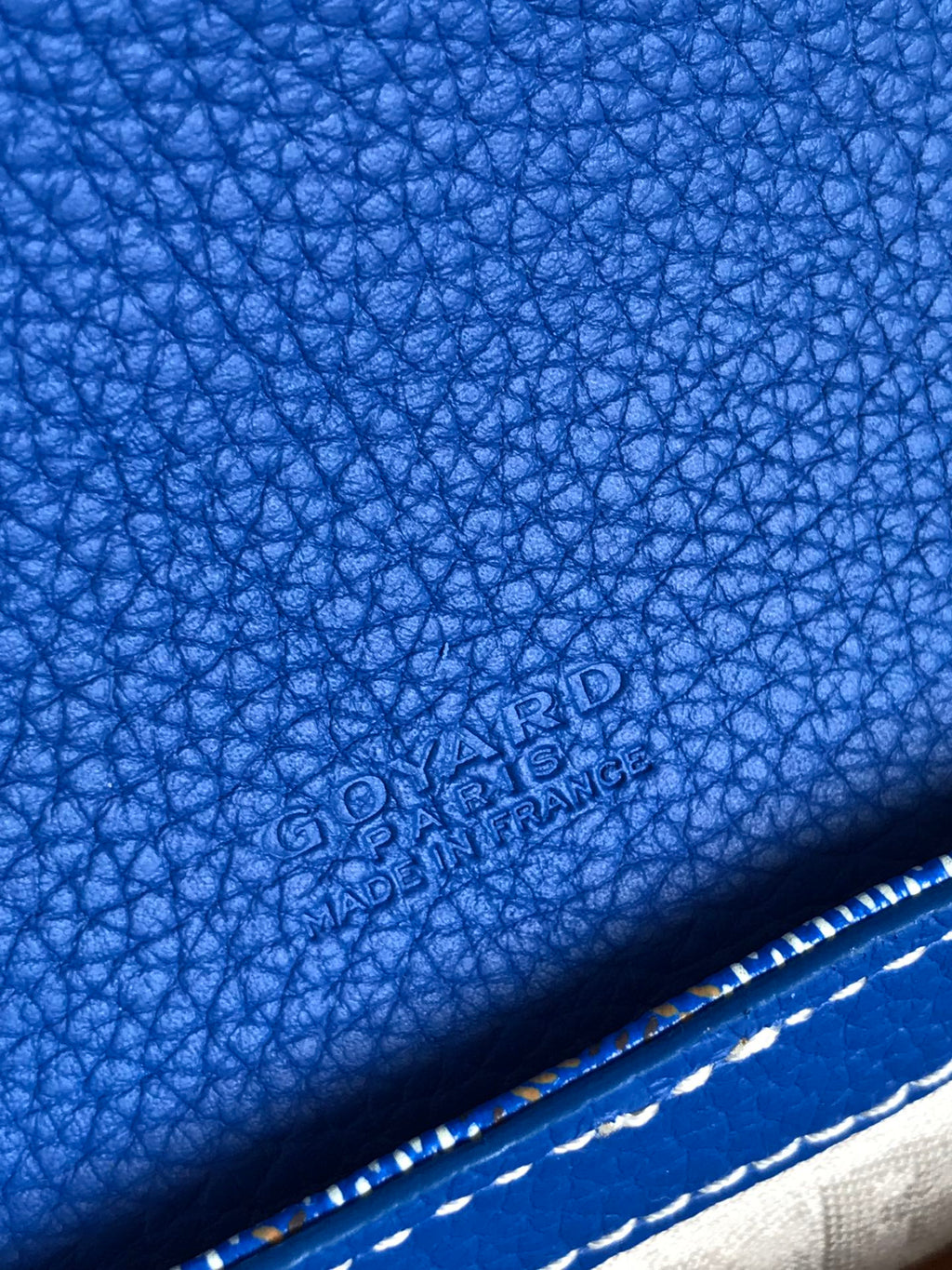 GOYARD GRAND BLEU 16 IN SAPPHIRE BLUE GOYARDINE CANVAS AND LAMBSKIN