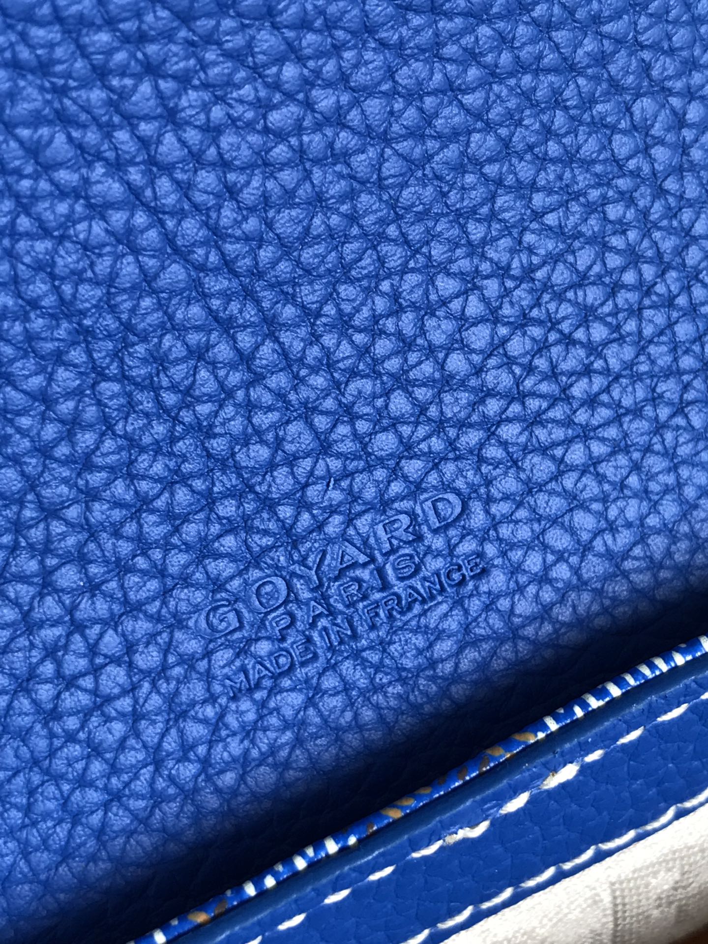 GOYARD GRAND BLEU 16 IN SAPPHIRE BLUE GOYARDINE CANVAS AND LAMBSKIN