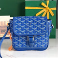 GOYARD GRAND BLEU 16 IN SAPPHIRE BLUE GOYARDINE CANVAS AND LAMBSKIN
