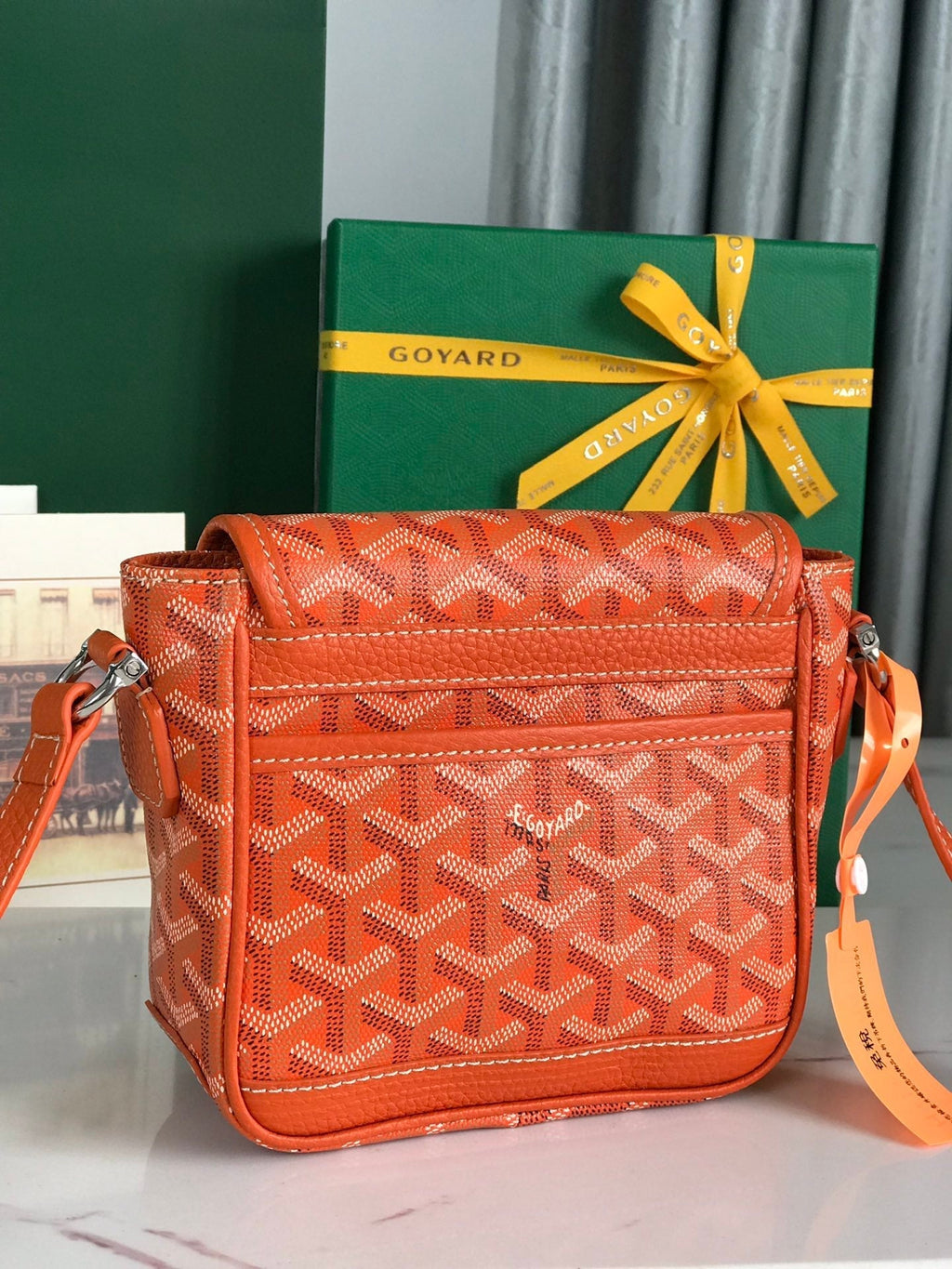 GOYARD GRAND BLEU 16 IN ORANGE GOYARDINE CANVAS AND LAMBSKIN