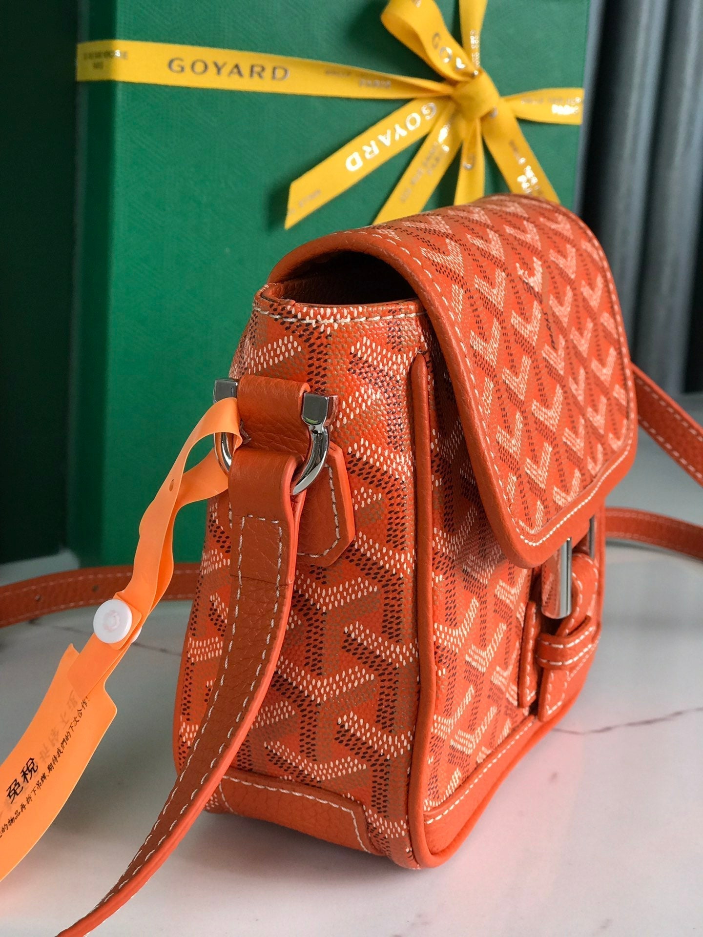 GOYARD GRAND BLEU 16 IN ORANGE GOYARDINE CANVAS AND LAMBSKIN